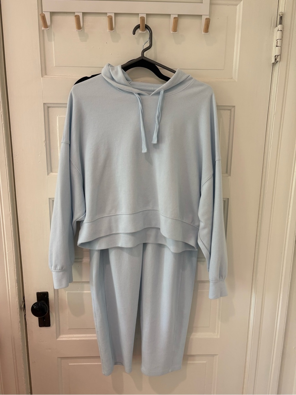 Light Blue Cozy Cropped Hoodie & Pant Set